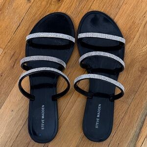 Steve Madden Black Sandals with Sparkling Straps